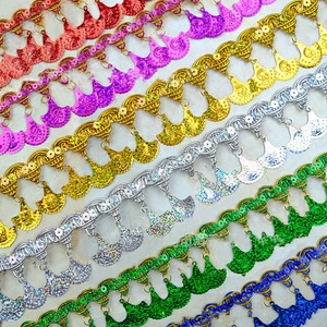 5MM DIY costura decorativa adornos de encaje dorado trenzado brillo lentejuelas borla flecos trenzado disfraz Tatting recorte de tela con cuentas - Product Image 2