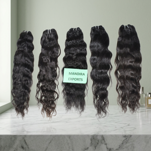 100% non traités vierge indienne jeune femme ondulée naturelle vague profonde faisceaux Temple Extensions de cheveux humains - Product Image 1