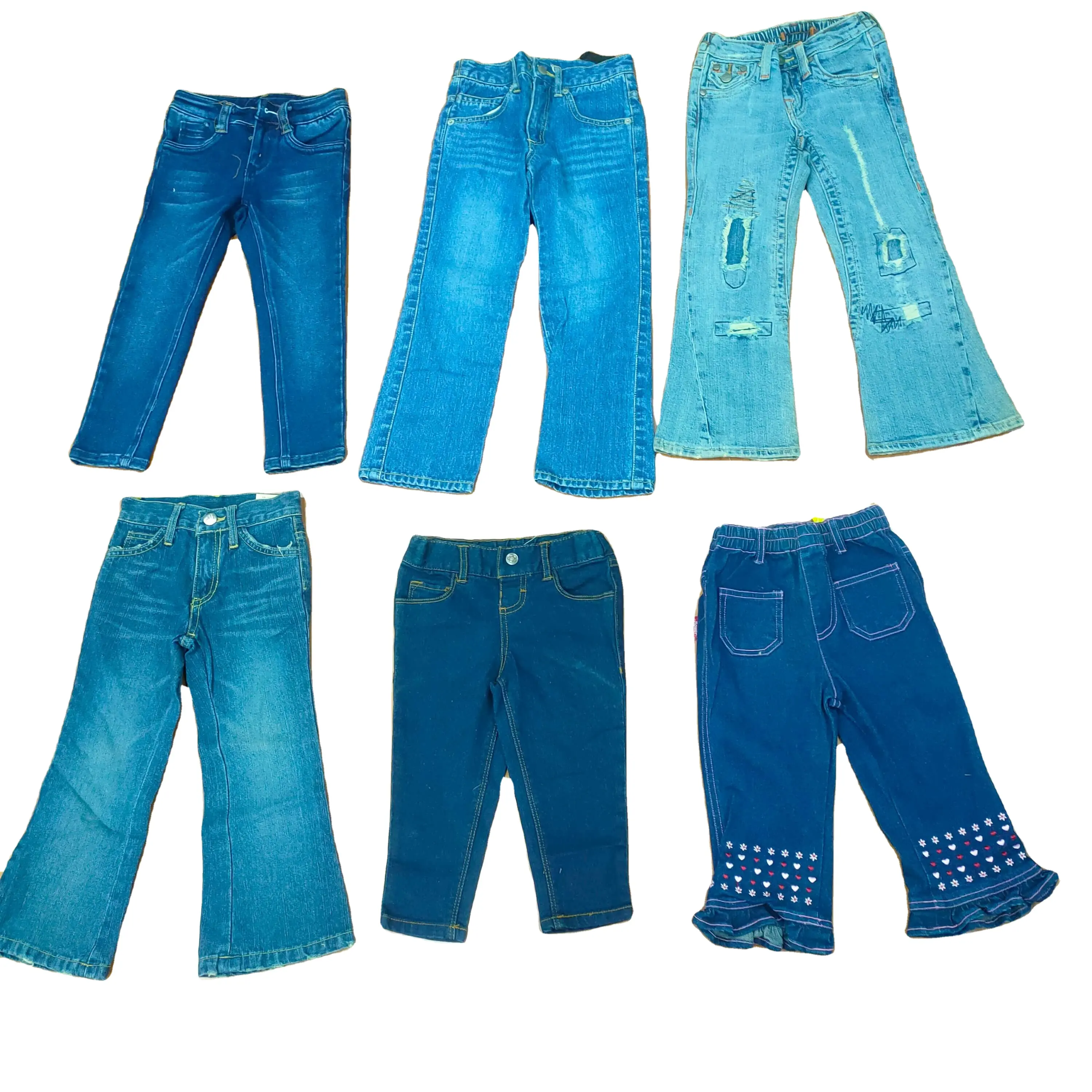 Surplus en gros coton mélangé pour nouveau-né bébé garçons filles Overrun vêtements pantalons pas cher jeans short en jean