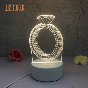 도매 장식 아크릴 3D 환상 밤 램프 크리 에이 티브 아기 선물 야간 조명 어린이 3D LED 밤 빛