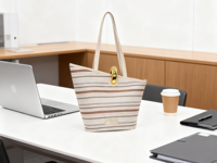 Sac à bandoulière en crochet personnalisé à rayures, style national, avec fermoir à loquet, deux sangles, design portable, doublure en polyester pour femme, garde sa forme parfaite