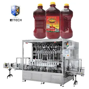 KITECH High quality automatic bottle can liquid palm oil bottling filling machine with capping labeling line