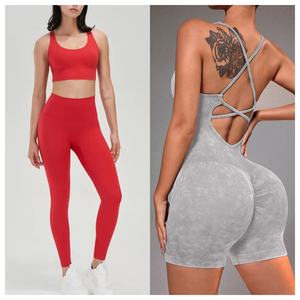 5 pezzi senza cuciture da palestra per abbigliamento sportivo da donna pantaloni a vita alta con taglio a maniche lunghe - Product Image 2