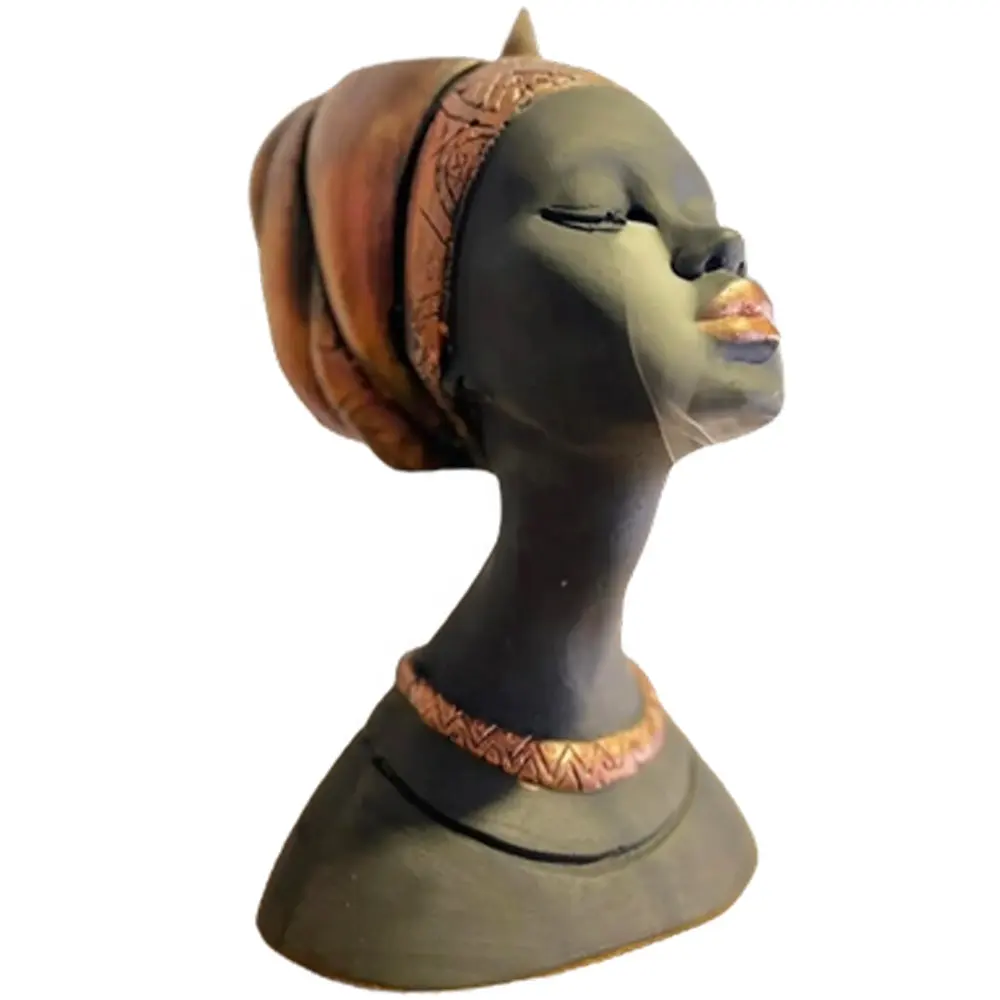カスタム素材ボヘミアンアフリカ女性ヘッド置物お香ホルダー泣いている女性女性バスト像逆流お香コーンバーナー