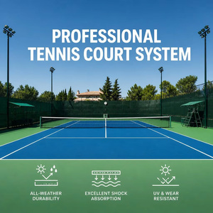 Système de revêtement de terrain de tennis en acrylique de qualité professionnelle, résistant aux intempéries, antidérapant - Product Image 1