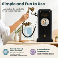 Livre d'or audio téléphonique vintage, Cabine vidéo 1080P, Alimenté par batterie 32 Go, Souvenir pour fête de fiançailles, Pour organisateurs d'événements, Style vintage
