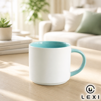 Ensemble de tasses en céramique LEXI à paroi droite, bord épais coloré, 450 ml, 15 oz, passe au lave-vaisselle et au micro-ondes, vente en gros, pour la maison, le bureau, la cuisine