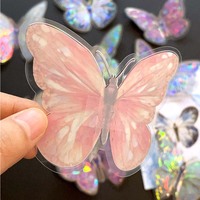 10 Buah/Set Stiker Kupu-kupu PET Bronzing Stiker Dinding DIY untuk Dekorasi Latar Belakang Pesta Hadiah Ulang Tahun Anak-anak Pernikahan