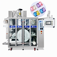 Machine automatique de fabrication de dosettes de lessive et de sachets pour lave-vaisselle en plastique, à deux et trois cavités, avec emballage et remplissage, aux dernières couleurs 2025