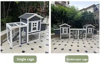 Poulailler en bois double supérieur avec fermeture à bouton Habitat extérieur pour animaux de compagnie avec course de connexion pour l'élevage de poulets dans le jardin