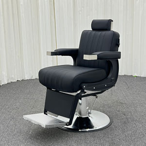 Fauteuil de barbier inclinable contemporain durable en cuir synthétique avec pompe hydraulique professionnelle pour salon de coiffure et barbier - Product Image 1
