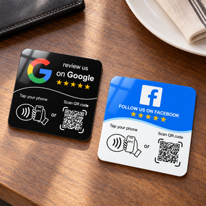 Adesivo NFC Quadrato per Recensioni con Chip RFID NTAG215 da 13,56MHz, Targhetta in Acrilico PVC per Bancone Cassa e Tavolo - Product Image 1