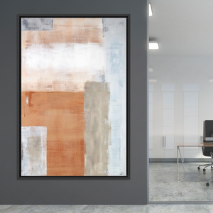 Geometric Abstract Canvas Print: Terracotta & Blue Minimalist Wall Art,<b>BLACK</b> <b>FRAMED</b> CANVAS - Product Image 3