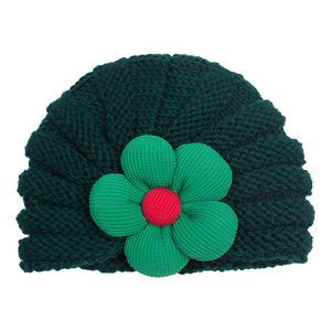 Sombrero de bebé de flores de moda Sombrero de <span class=keywords><strong>lana</strong></span> de punto suave Sombrero de <span class=keywords><strong>turbante</strong></span> de ganchillo para bebé - Product Image 5