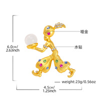 TIANSHE Broche Épingle de Sûreté Vintage Transfrontalière, Motif Lampe Magique Arabe et Elfe, pour Costume et Manteau Femme, avec Strass Colorés, Accessoire