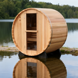 スマートサウナと休憩エリア木材ハウスプレハブ杉2-6人用屋外サウナバレル - Product Image 2