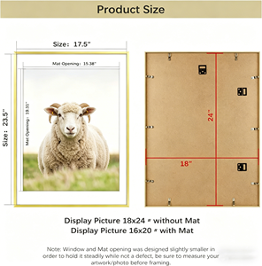 ชุดกรอบรูป S&L 3 ชิ้น ขนาด 16x24 นิ้ว สีทอง ขอบบาง พร้อมแผ่นรองสำหรับรู<span class=keywords><strong>ป</strong></span>ขนาด 12x18 และ 16x24 นิ้ว ตกแต่งผนังสไตล์โมเดิ<span class=keywords><strong>ร์</strong></span>น - Product Image 2