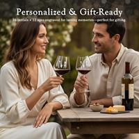 Verre à vin en cristal sans plomb personnalisé avec logo gravé, boîte cadeau avec ruban - Emballage noir de luxe pour mariage/anniversaire