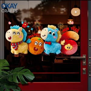 สติ๊กเกอร์ติดกระจกปีใหม่ ยี่ห้อ OKAY ลายม้าปี 2026 แบบตัดกระดาษ วัสดุ PVC แบบไฟฟ้าสถิต สีสันสดใส เงา พร้อมลายดอกไม้ - Product Image 3