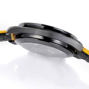 Reloj de Pulsera para Hombre de Alta Calidad, Nuevo y Moderno, con Correa de Cuero Amarillo Perforado, Caja de Cerámica Negra, Esfera con Diseño de Luna, Cronógrafo - Product Image 5