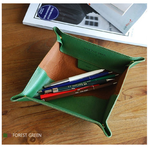Multifunctional PU leather <b>storage</b> tray, four-corner desktop organizer, <b>remote</b> <b>control</b> holder, living room decoration. - Product Image 1