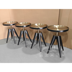 Foshan Hotel Home Living Room Furniture Stand <b>Black</b> and Gold Counter Round Wooden <b>Bar</b> <b>Stools</b> & Ottomans Foshan <b>Stools</b> & Ottomans - Product Image 1