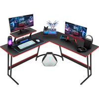 Bureau d'ordinateur de jeu RGB en bois pliable en forme de L, moderne et personnalisé, pour l'étude, l'écriture, le coin de travail à domicile, table pour ordinateur portable, montage facile