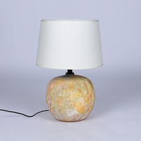 Lampe de table LED en céramique de style farmhouse vintage, abat-jour en tissu multicolore écologique, éclairage ambiant chaud pour chambre à coucher et salon rustique