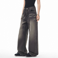 Ensemble de jeans pour hommes, nouveau style rétro américain, jeans délavés à effet poils de chat, coupe droite - Pantalons décontractés amples à jambes larges pour hommes et femmes