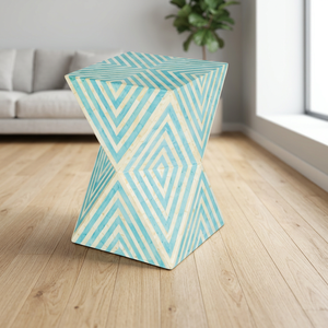 Hand Finished Modern Farmhouse Bone Inlay Accent <b>Stool</b> Removable <b>Cover</b> Entry Bedroom School Workshop Stylish Home Furniture - Product Image 1
