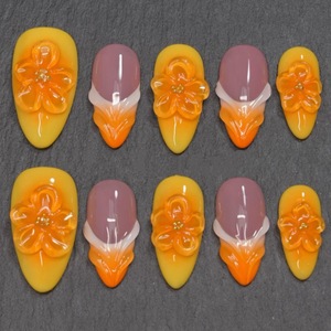 Uñas <span class=keywords><strong>Postizas</strong></span> de Lujo al por Mayor, Forma de Almendra, Diseño 3D, <span class=keywords><strong>Pegamento</strong></span> DIY <span class=keywords><strong>para</strong></span> Aplicación en Dedos de Mujeres - Product Image 1