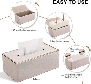 Caja de pañuelos de cuero con estilo americano, hecha a mano, con un toque sofisticado, color y logotipo personalizados, ecológica - Product Image 4