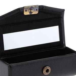 Custodia nera per il rossetto in pelle sintetica con specchio olografico per il trucco borsa con portaoggetti e tasca - Product Image 6