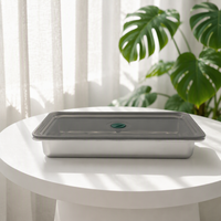 Nouvel ensemble de contenants alimentaires en acier inoxydable 304 avec couvercle en plastique, grand format, compatible micro-ondes, pour restaurant, cuisine, traiteur, repas