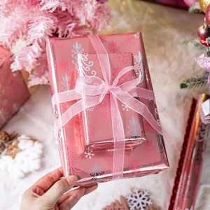 Burymento Christmas <b>Wrapping</b> <b>Paper</b> Reversible Pink Tree Design 17 In X 32.8 Ft Gift Craft Holiday Use - Product Image 5