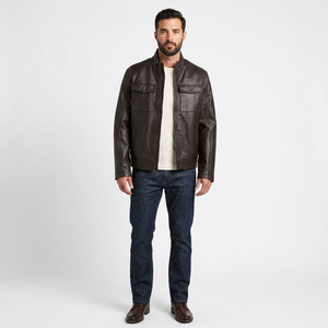 Men's Genuine <b>Leather</b> <b>Jacket</b> with <b>Long</b> Sleeve Latest Design High Quality Best Popular Style Vintage Breathable Autumn - Product Image 1