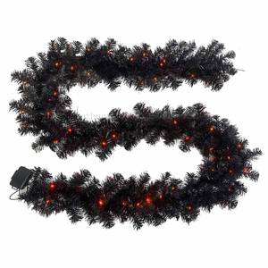 9 FT <span class=keywords><strong>270</strong></span> CM Prelit Halloween Party Décoration <span class=keywords><strong>Noir</strong></span> Artificiel PVC Guirlande avec Lumière Led - Product Image 1