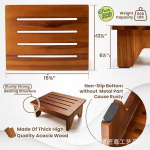Marchepied en bois Craftsman's Honor, 15,75 x 12,5 pouces, antidérapant, en bois d'acacia, pour enfants et adultes - Product Image 1