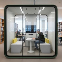 Cabine de bureau préfabriquée moderne pour 4 personnes, faible bruit, mobile, insonorisée, acoustique