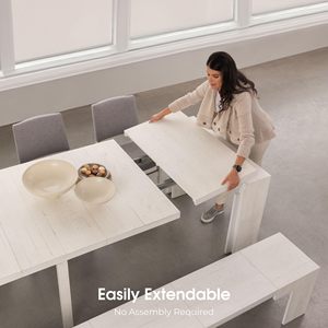 Stile moderno in legno massello allungabile <span class=keywords><strong>tavolo</strong></span> da pranzo <span class=keywords><strong>con</strong></span> <span class=keywords><strong>panca</strong></span> <span class=keywords><strong>per</strong></span> <span class=keywords><strong>cucina</strong></span> e Villa progettato <span class=keywords><strong>per</strong></span> il Comfort e lo stile - Product Image 3