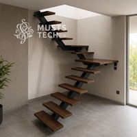 Moderne Innendesigner-Luxustreppe mit Original-Fabrikkontrakt und Technischem Entwurf, Mono-Stringer-Treppe