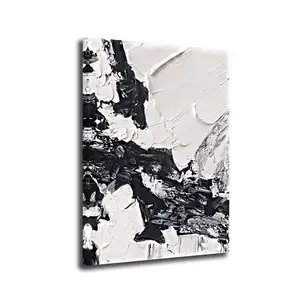 Original Art 100% Hand Painted Modern Black And White Abstract Style Wall Art For Home Motel Wholesale Hotel Decor