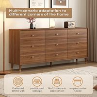Cómoda de Madera Moderna de Mediados de Siglo con 6 Cajones, 63 Pulgadas de Alto, Acabado en Nogal Certificado, Patas Cónicas, Fácil Montaje, Liquidación