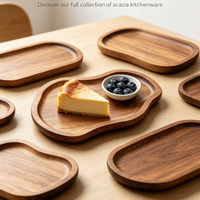 Plateau de service en bois d'acacia naturel irrégulier, plateau à dessert en bois massif en forme de nuage, plateau lisse et sûr pour les aliments, idéal pour le café