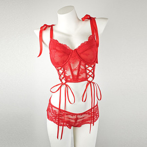 2 pezzi di biancheria intima romantica in pizzo per le donne XXL taglia reggiseno e mutandine regolabile all'ingrosso OEM direttamente dalla fabbrica - Product Image 1