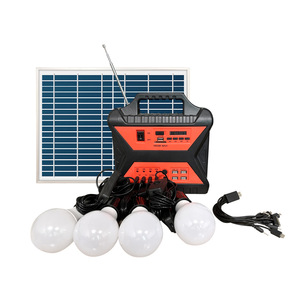Système d'éclairage solaire domestique 10W avec <span class=keywords><strong>batterie</strong></span> au plomb-acide, onduleur à onde sinusoïdale pure, contrôleur PWM, radio FM MP3 - Product Image 1