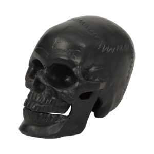 Moderna statuetta in metallo a forma di teschio per decorazioni per la casa, soggiorno, statue ornamentali, ideale per l'arredamento di bagno, ufficio e stanza. - Product Image 2