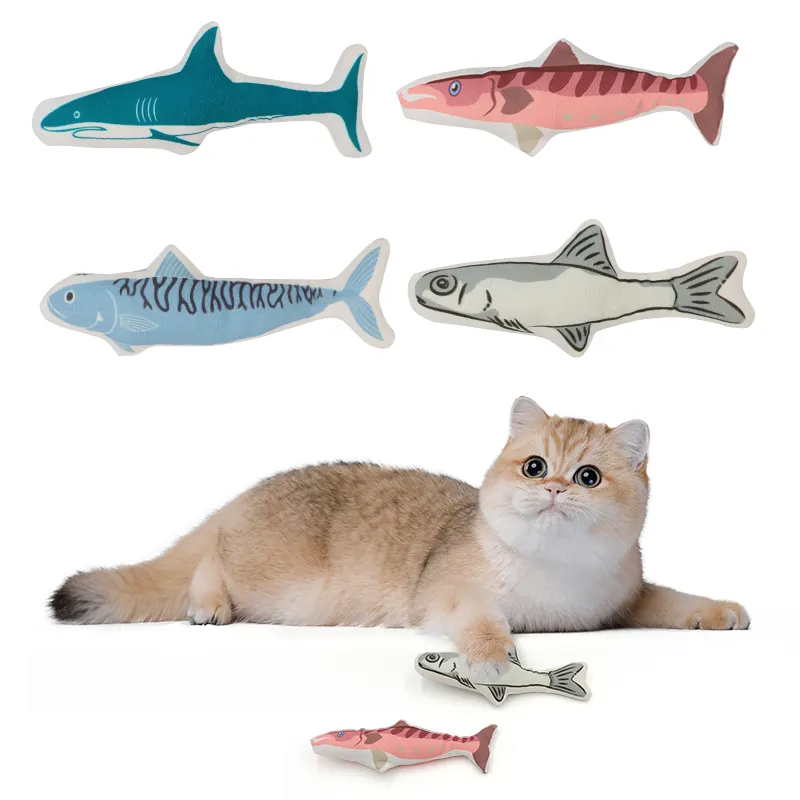 Topsale tuval kedi balık oyuncak PP pamuk kedi çizik oyuncak kedi için aşınmaya dayanıklı cattoys oyuncaklar