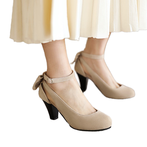 Spring New French Evening Style Gentle Pumps 8 cm <b>Heel</b> Polka Dot PU Lining Slip-On Rhinestones Bow Women's High <b>Heel</b> Sandal - Product Image 1