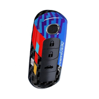 Casing Kunci Mobil Remote Serat Karbon Figur ABS Pelindung Kunci Mobil Tanpa Kunci Smart Key Case untuk Mazda CX-5